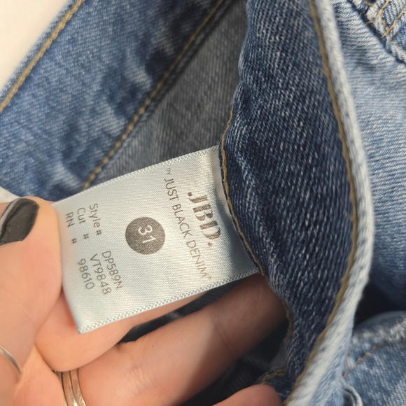 JBD Just Black Denim Jeans Size 31 Asymmetric High Rise Light Wash Straight - Picture 5 of 5